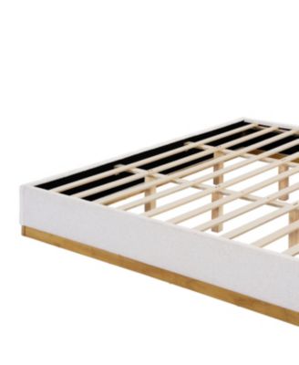 Streamdale King Size Linen Upholstered Bed Frame with Solid Wood Base, Beige