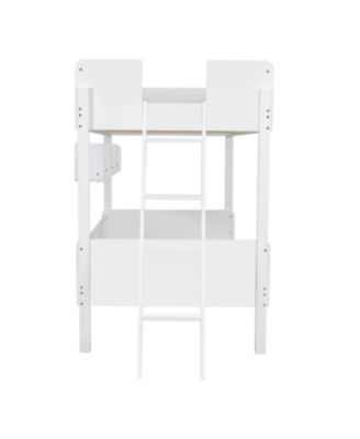 Streamdale Twin Size Wooden Bunk Bed with 3 Storage Shelves, White