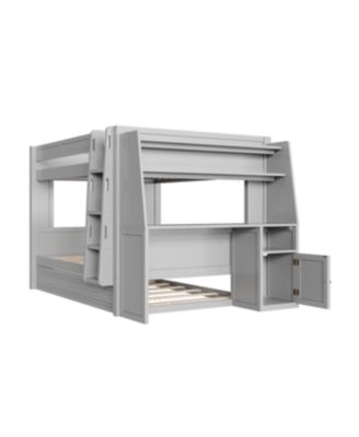 Streamdale Full size Multifunctional Bunk Bed with Desk and Bookshelves, Trundle, Gray