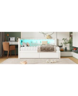 Twin Platform Bed w/ USB & LED 2 Drawers