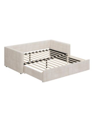 Twin Upholstered Daybed with Trundle, Extendable Twin to King