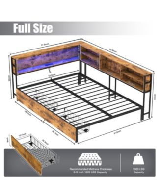 Corner Bed Frame: Full Daybed with Storage, Charging & LED