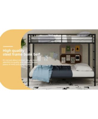 Multi-Functional Square Tube Iron Bunk Bed, Full-Size Upper/Lower, Robust Metal Frame