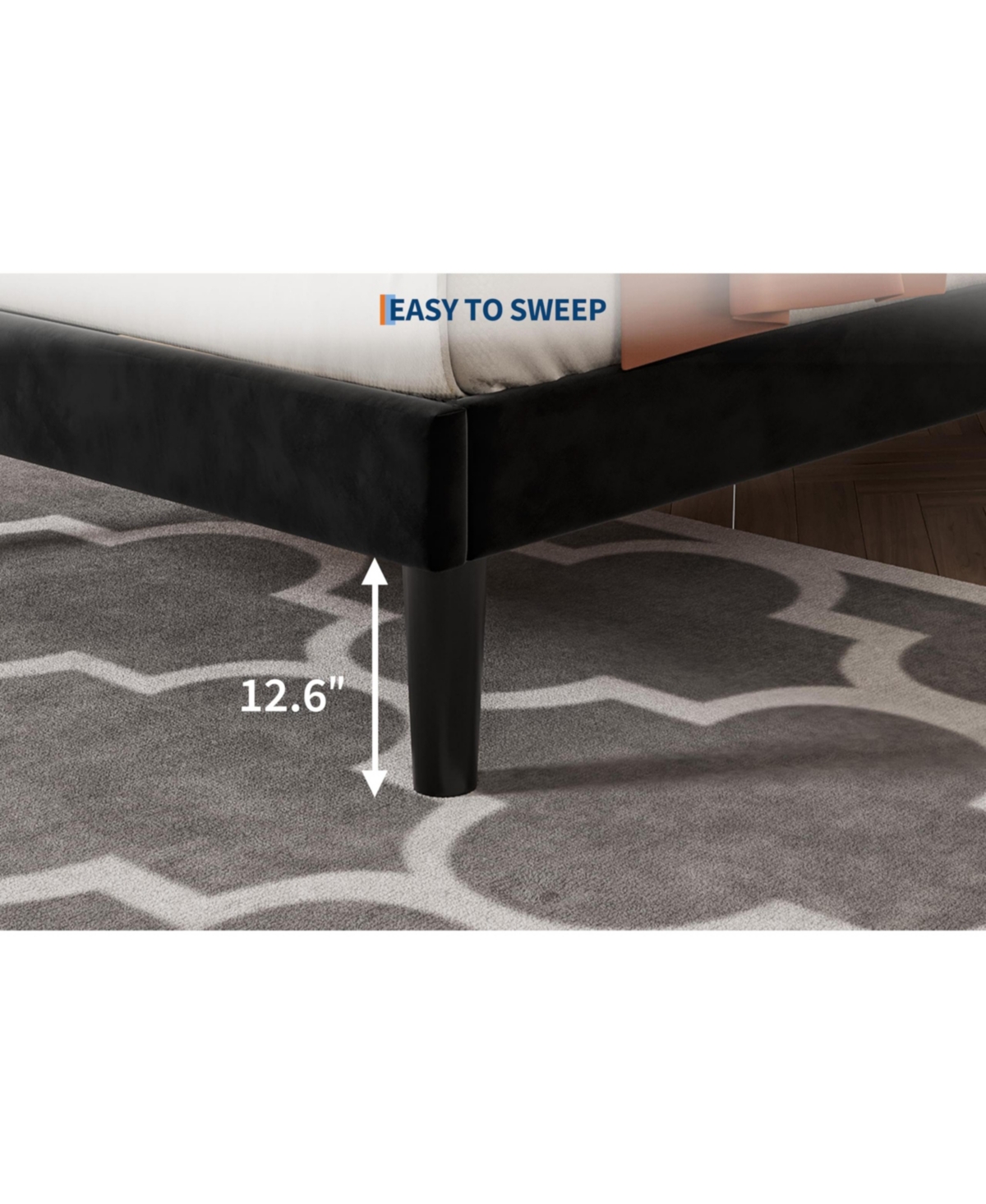 gaomon Bed Frames, Velvet Upholstered Frame with Vertical Channel Tufted & Sturdy Wood Slats, Strong Wooden Slats/Platform Easy Assembly