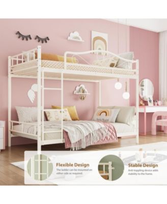 Twin Over Twin Metal Bunk Bed with Ladder and Full-Length Guardrails, Heavy Duty Space-Saving Bunk Bed Frame