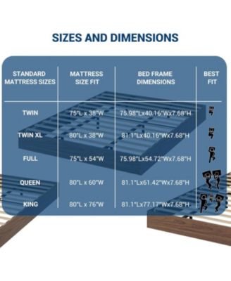King Size Solid Wood Platform Bed, Modern Minimalist Floor-Standing, Strong Wooden Slats, No Box Spring Needed