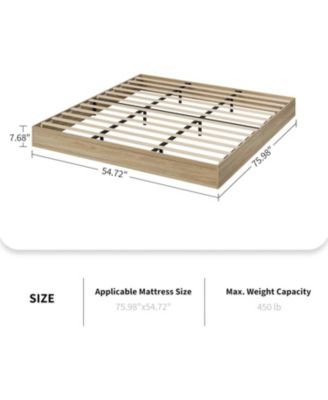 Full Size Solid Wood Platform Bed Frame, Minimalist Floor-Standing, Durable Wooden Slats, Easy Assembly