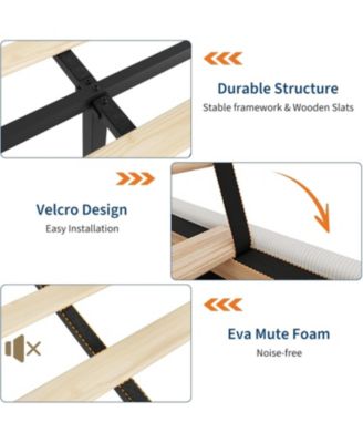 King Size Upholstered Platform Bed Frame with Storage Drawers, Corduroy Wingback Tufted Headboard & Footboard, Beige