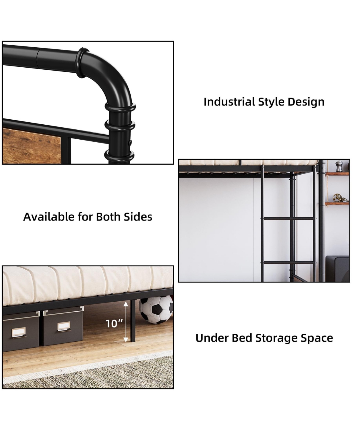 gaomon Twin Over Twin Heavy Duty Metal Convertible with Guardrail and Ladders, No Box Spring Needed, Bunk Bed
