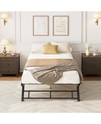 Easy Assembly Twin Size Pop Up Trundle Bed Frame Foldable Metal Platform Trundle Day Bed Space Saving, for Living Room, Guest Room