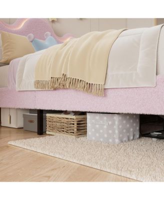 Twin Bed Frames Lamb Velvet Twin Beds Cute Platform Bed Frame for Girls, Boys,Sturdy Platform Bed