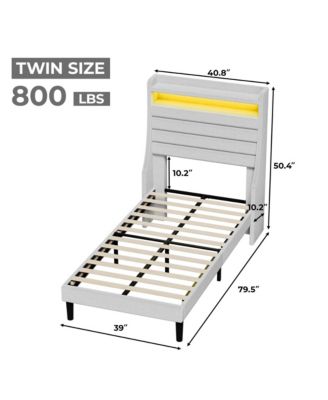 Twin Bed Frame with USB Charging Station & LED Lights