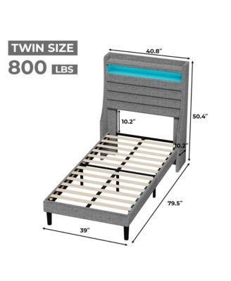 USB Charging Station & LED Lights Bed Frame, Twin