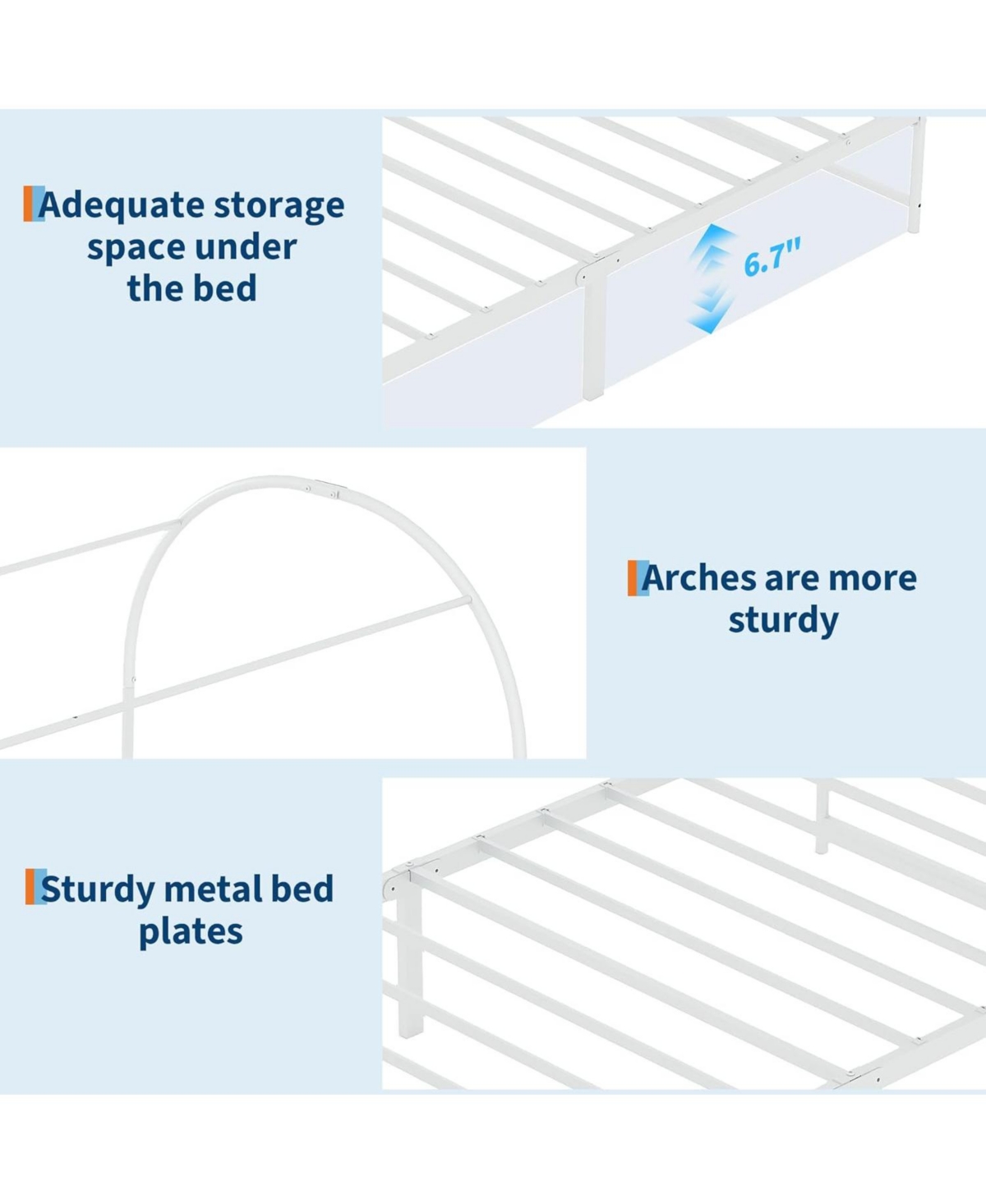 gaomon Twin Canopy Bed Frame, Metal Kids Platform with Upholstered Headboard, Strong Slats, Noise Free, Easy Assembly, White