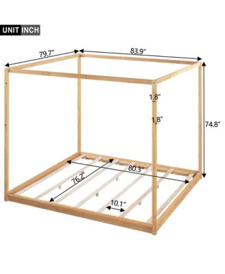 King Size Canopy Platform Bed with Support Legs