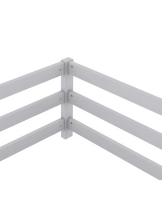 Grey Wood Full Size Kids Floor Bed Kids Montessori Floor Bed with Fence for Girls, Boys