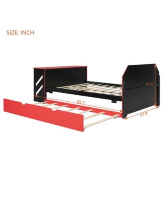 Streamdale Full Size Wood Daybed with Twin Size Trundle, Desk and USB, Cloud Blue