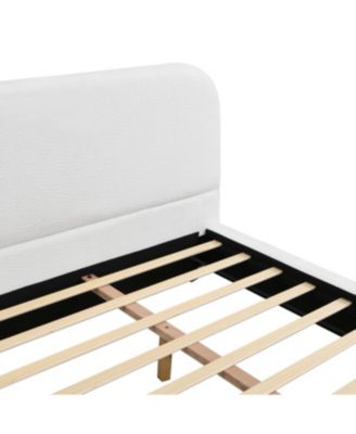 Streamdale Unique Design White Fabric Upholstered Bed Frame with Solid Wood Legs, California King