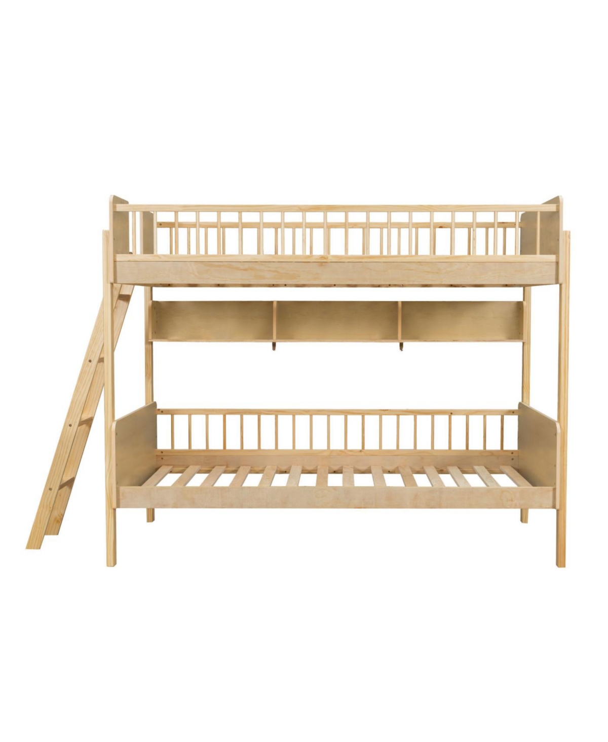 Streamdale Furniture Twin Wooden Bunk Bed with 3 Storage Shelves, White