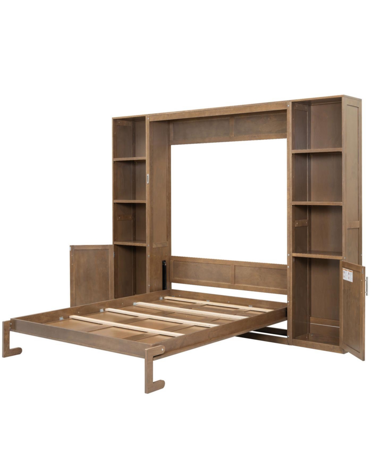 Streamdale Furniture Queen size wooden Murphy Bed with Storage Shelves & Cabinets