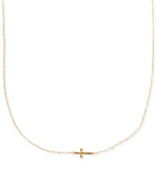 Sideways Cross Pendant Necklace in 10k Gold