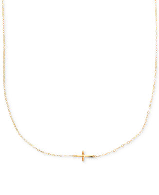 Macy's Sideways Cross Pendant Necklace in 10k Gold & Reviews - Necklaces  - Jewelry & Watches - Macy's