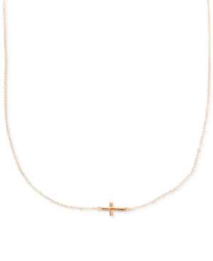 image of Sideways Cross Pendant Necklace in 10k Gold