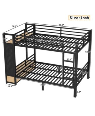 Streamdale Full/Full Metal Bunk Bed with Storage for Teens - Black