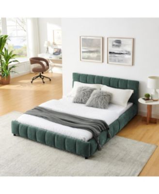 Queen Size Upholstered Bed with Storage Drawer - Green