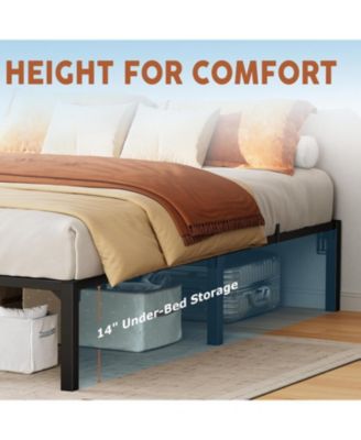 King Size 14 Inch Metal Bed Frame, Heavy Duty Platform, Tool-Free, No Box Spring Needed, 800 Lbs Capacity