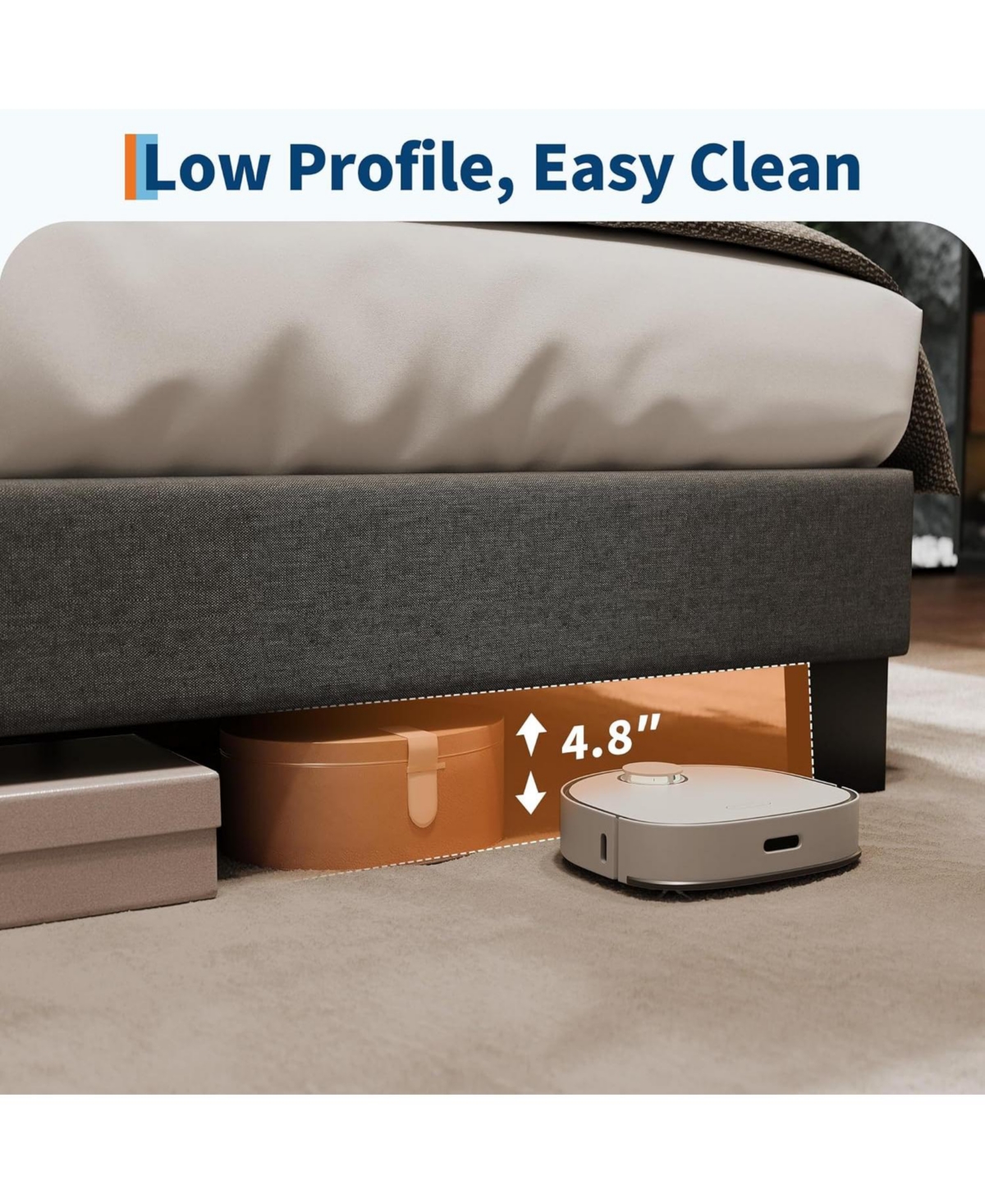 gaomon King Size Platform Bed Frame with Adjustable Headboard, Linen Upholstery, Wood Slats, No Box Spring Needed