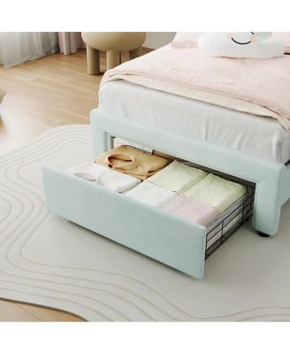 + Twin XL + Upholstered Wood + Adjustable Headboard, Drawer, LED Light + Platform Bed Frame