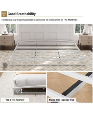 King Size 6 Inch Metal Platform Bed Frame Heavy Duty Strong Slat Support Underbed Storage