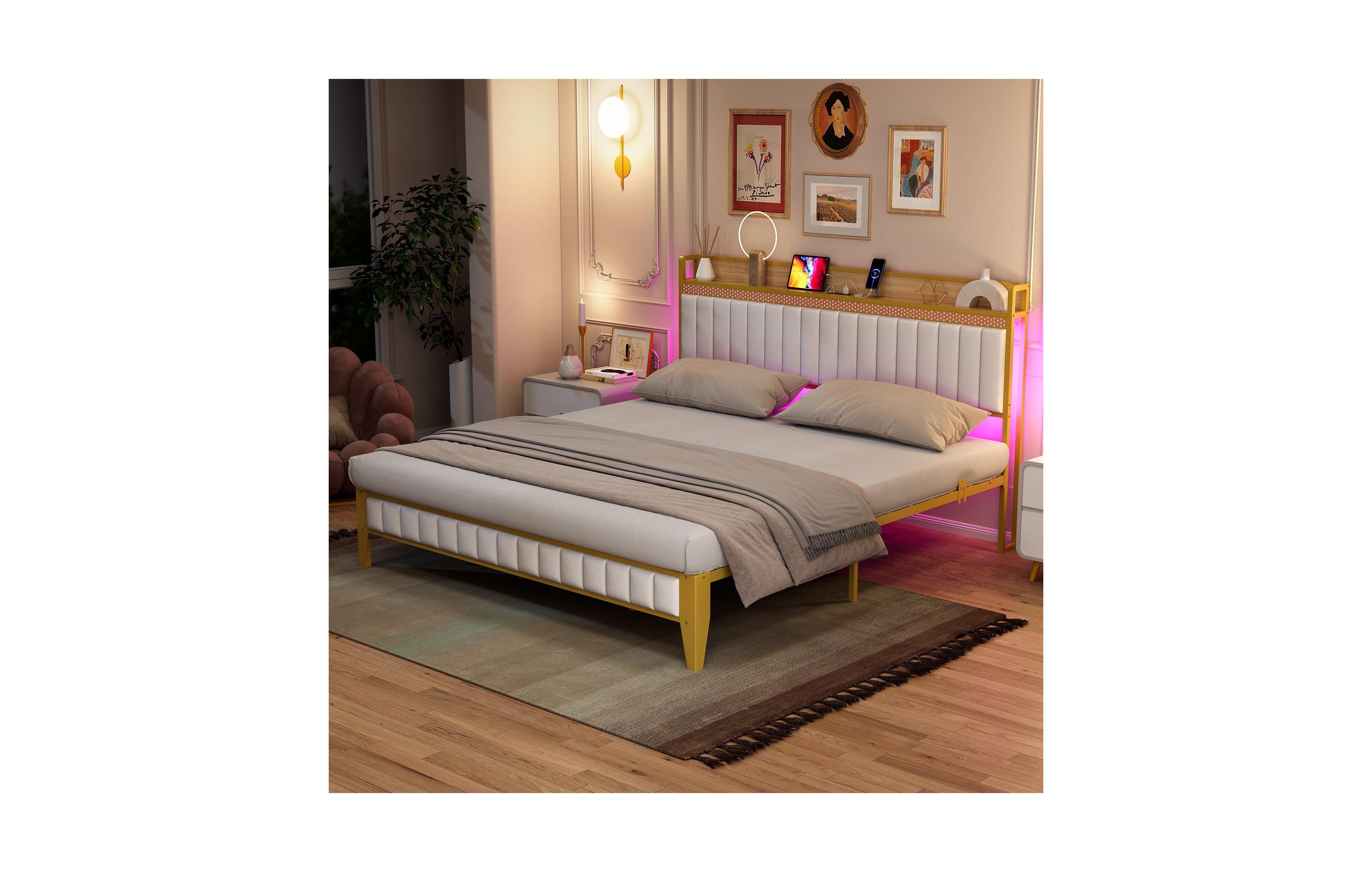 Gaomon King Size Bed Frame Space Saving, for Living Room, Guest Room