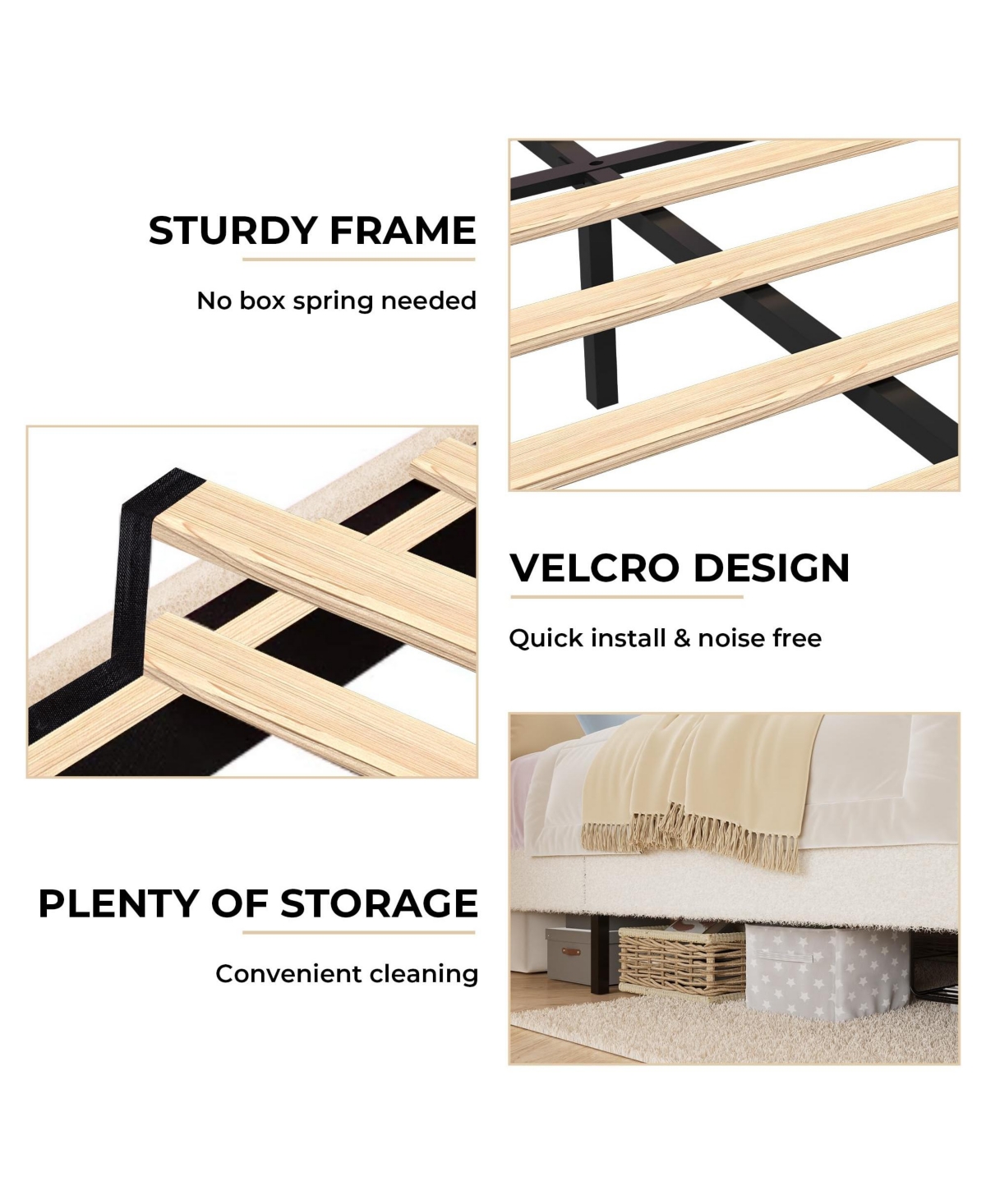 gaomon Queen Bed Frames Lamb Velvet Twin Beds Cute Platform Bed Frame for Girls, Boys,Sturdy Platform Bed