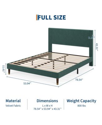 Full Bed Frame Upholstered Platform Bed with Fabric Headboard, Non-Slip and Noise-Free