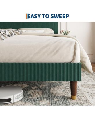 Queen Bed Frame Upholstered Platform Bed with Fabric Headboard, Non-Slip and Noise-Free