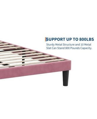 Queen Size Velvet Bed Frames with Headboard,Upholstered Platform Bedframe with Wood Slats,Solid and Stable