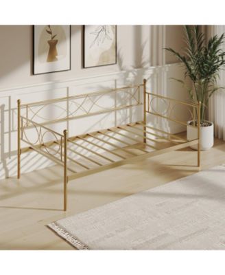 Twin daybed with Trundle, Metal Twin Daybed, Day Bed Sofa Bed Frame with Steel Slat Support, Multifunctional Daybed Frame