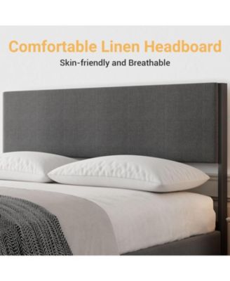 Platform Bed with Headboard and Two Storage Drawers, Metal Slat Noise-Free Assembly