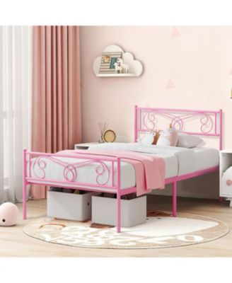 Heavy-Duty Steel Slat Metal Bed Frame with Headboard and Footboard &acirc;€“ Platform Bed - Twin