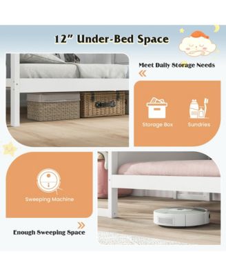 Kids House Bed w/ Study Desk & Removable Box Drawers Hanging Hooks