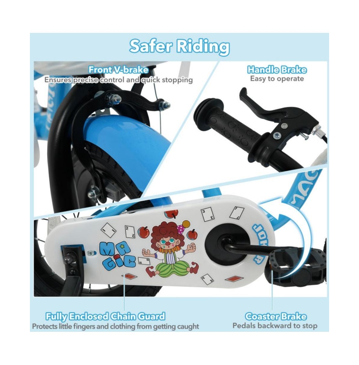 Hongge 12 Inch Kids Bike with Training Wheels and Basket