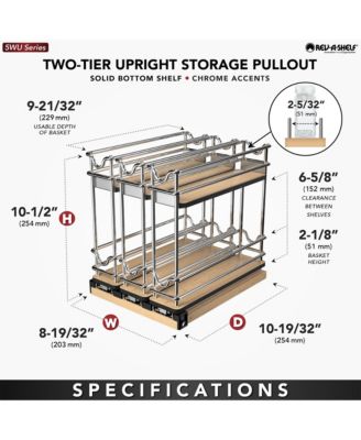 9" Pullout Organizer for Cabinets, 2 Tier Upright Shelf, 5WU2-3N1-1