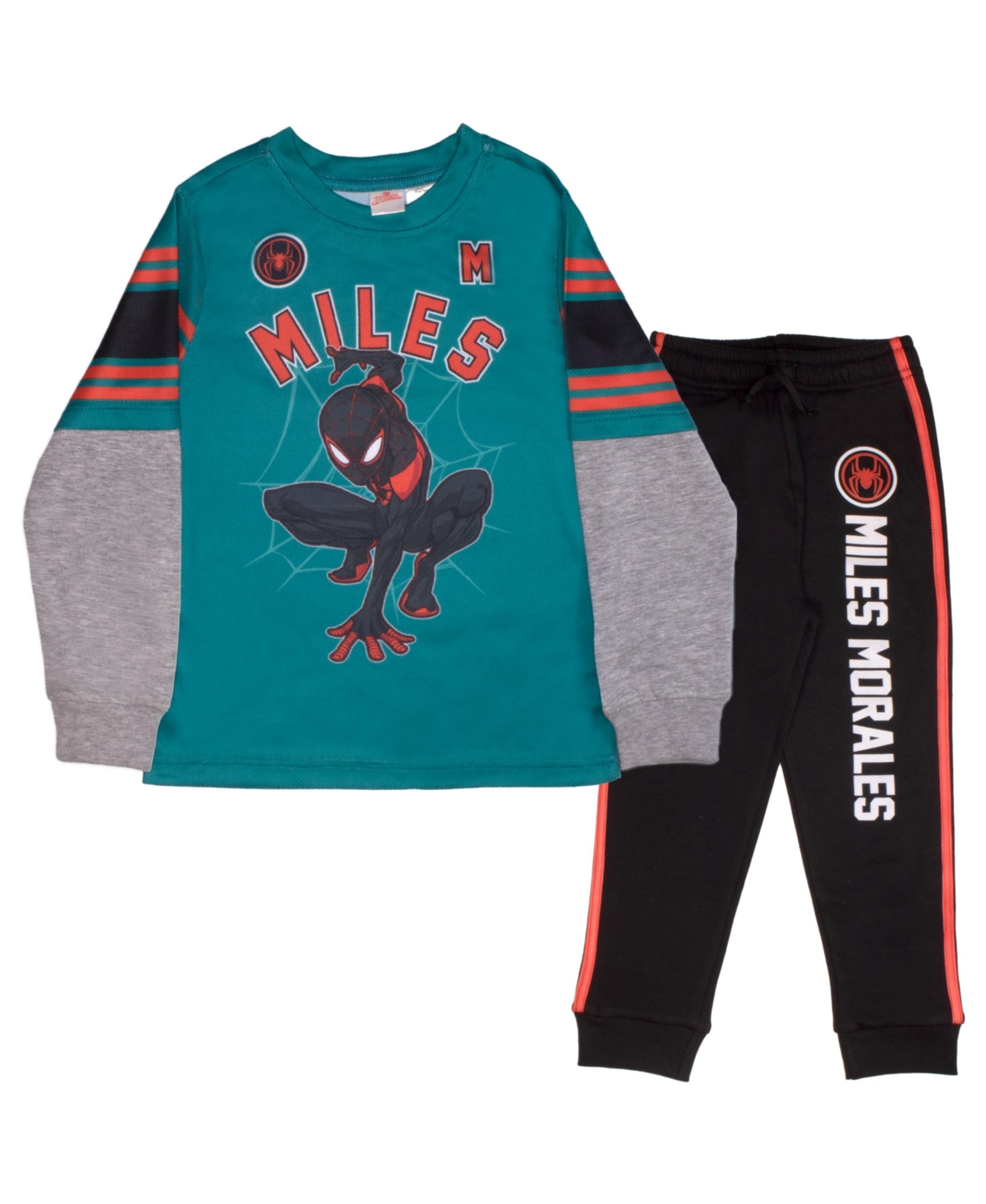 Miles Morales Big Boys 2-Piece Long Sleeve Active Mesh T-Shirt and Pants Set
