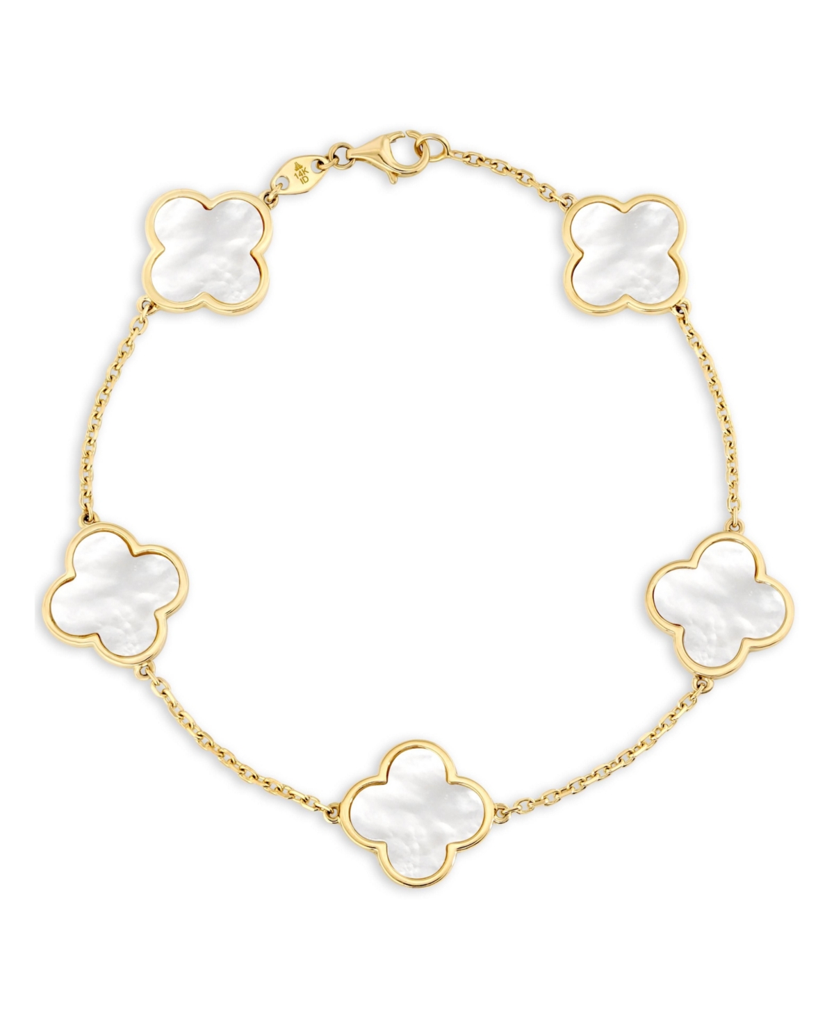 Devata Mother of Pearl Clover Bracelets in 14K Gold, in