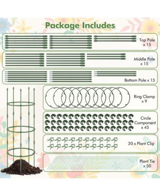 3-Pack Garden Tomato Trellis 60'' Plant Support Cage w/ Adjustable Size for Plants