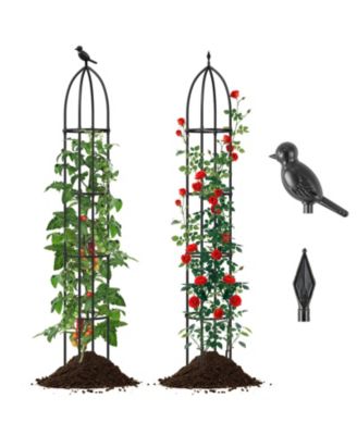 2-Pack Garden Obelisk Trellis for Climbing Plants Rustproof PE-Coated Metal Flower Trellis