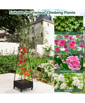 2PCS 81'' Garden Obelisk Trellis for Climbing Plants Tall Plant Support w/ Wheels