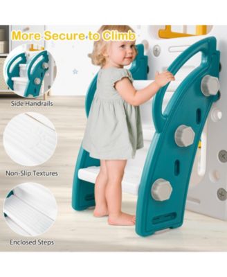 10-in-1 Toddler Swing and Slide Playset with Climber and Basketball Hoop